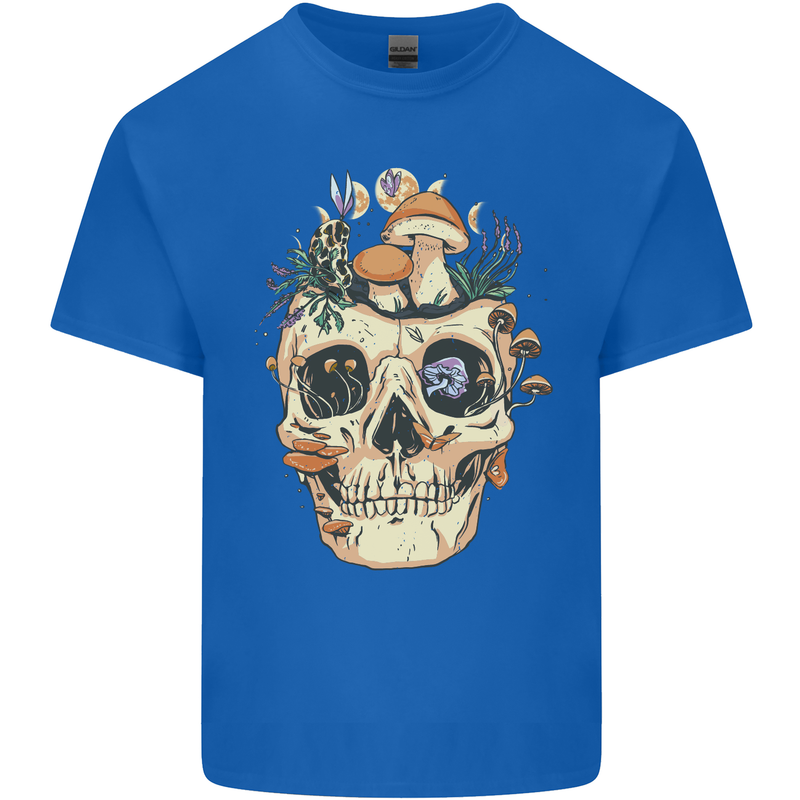 Mushroom Skull Nature Ecology Toadstool Mens Cotton T-Shirt Tee Top Royal Blue