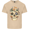 Mushroom Skull Nature Ecology Toadstool Mens Cotton T-Shirt Tee Top Sand