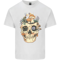 Mushroom Skull Nature Ecology Toadstool Mens Cotton T-Shirt Tee Top White
