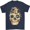 Mushroom Skull Nature Ecology Toadstool Mens T-Shirt Cotton Gildan Navy Blue