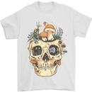Mushroom Skull Nature Ecology Toadstool Mens T-Shirt Cotton Gildan White