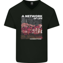 Mushrooms A Network of Life Mycology Mens V-Neck Cotton T-Shirt Black