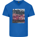 Mushrooms A Network of Life Mycology Mens V-Neck Cotton T-Shirt Royal Blue