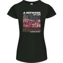 Mushrooms A Network of Life Mycology Womens Petite Cut T-Shirt Black