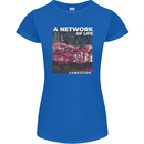 Mushrooms A Network of Life Mycology Womens Petite Cut T-Shirt Royal Blue