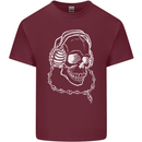 Music A Skull Wearing Headphones Mens Cotton T-Shirt Tee Top Maroon