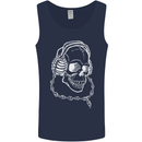 Music A Skull Wearing Headphones Mens Vest Tank Top Navy Blue