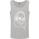 Music A Skull Wearing Headphones Mens Vest Tank Top Sports Grey