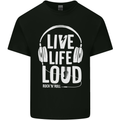 Music Live Life Loud Rock n Roll Guitar Mens Cotton T-Shirt Tee Top Black