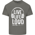 Music Live Life Loud Rock n Roll Guitar Mens Cotton T-Shirt Tee Top Charcoal