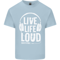 Music Live Life Loud Rock n Roll Guitar Mens Cotton T-Shirt Tee Top Light Blue