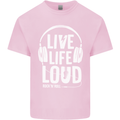 Music Live Life Loud Rock n Roll Guitar Mens Cotton T-Shirt Tee Top Light Pink