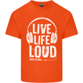 Music Live Life Loud Rock n Roll Guitar Mens Cotton T-Shirt Tee Top Orange