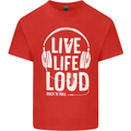 Music Live Life Loud Rock n Roll Guitar Mens Cotton T-Shirt Tee Top Red