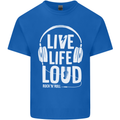 Music Live Life Loud Rock n Roll Guitar Mens Cotton T-Shirt Tee Top Royal Blue