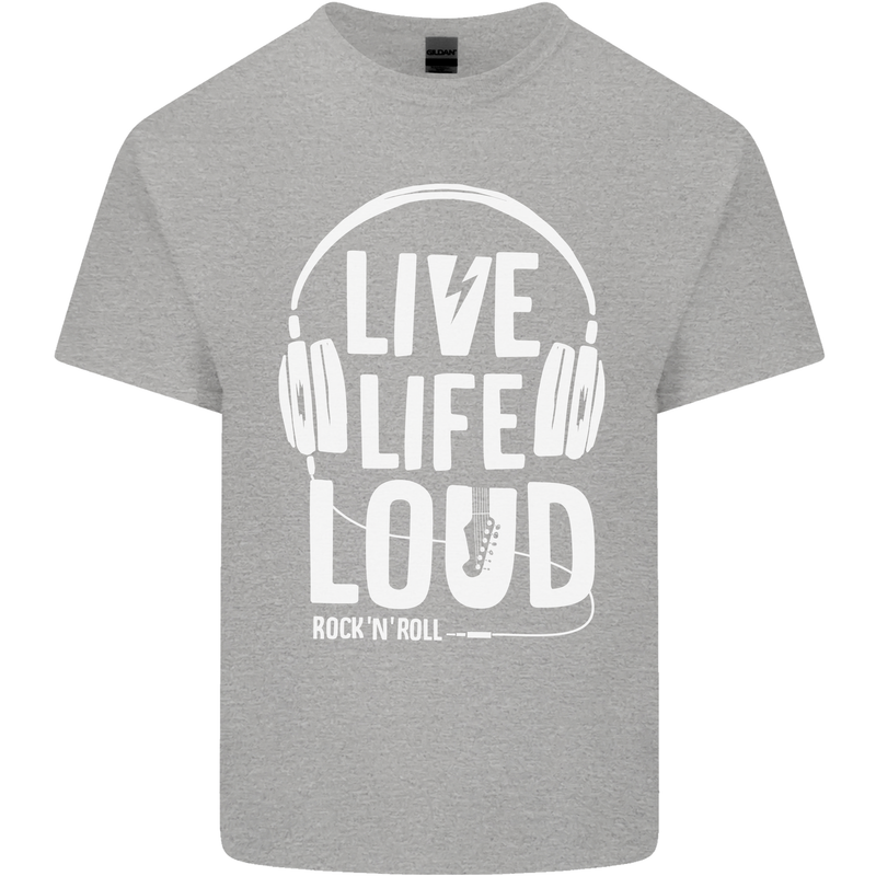 Music Live Life Loud Rock n Roll Guitar Mens Cotton T-Shirt Tee Top Sports Grey