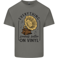 Music Sounds Better on Vinyl Records DJ Mens Cotton T-Shirt Tee Top Charcoal
