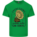 Music Sounds Better on Vinyl Records DJ Mens Cotton T-Shirt Tee Top Irish Green