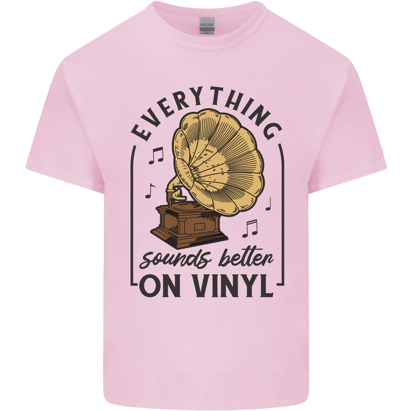 Music Sounds Better on Vinyl Records DJ Mens Cotton T-Shirt Tee Top Light Pink