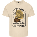 Music Sounds Better on Vinyl Records DJ Mens Cotton T-Shirt Tee Top Natural