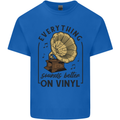 Music Sounds Better on Vinyl Records DJ Mens Cotton T-Shirt Tee Top Royal Blue
