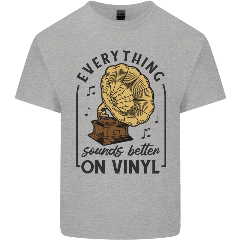 Music Sounds Better on Vinyl Records DJ Mens Cotton T-Shirt Tee Top Sports Grey