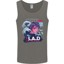 Music Vaporwave Anime Girl Emo SAD Mens Vest Tank Top Charcoal