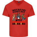 Music Weekend Forecast Alcohol Beer Mens V-Neck Cotton T-Shirt Red