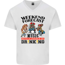 Music Weekend Forecast Alcohol Beer Mens V-Neck Cotton T-Shirt White