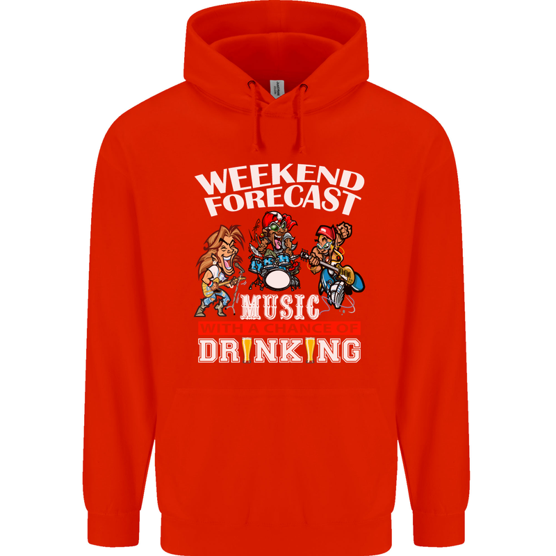 Music Weekend Funny Alcohol Beer Mens 80% Cotton Hoodie Bright Red