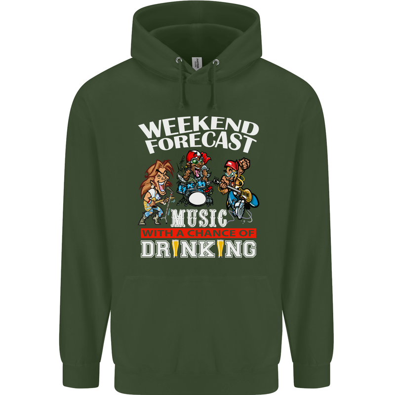 Music Weekend Funny Alcohol Beer Mens 80% Cotton Hoodie Forest Green