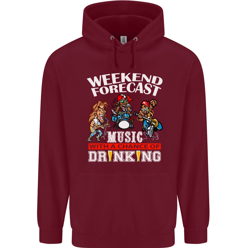 Music Weekend Funny Alcohol Beer Mens 80% Cotton Hoodie Maroon