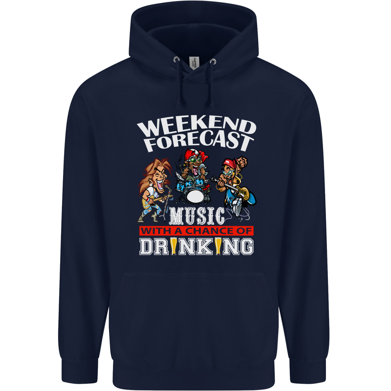 Music Weekend Funny Alcohol Beer Mens 80% Cotton Hoodie Navy Blue