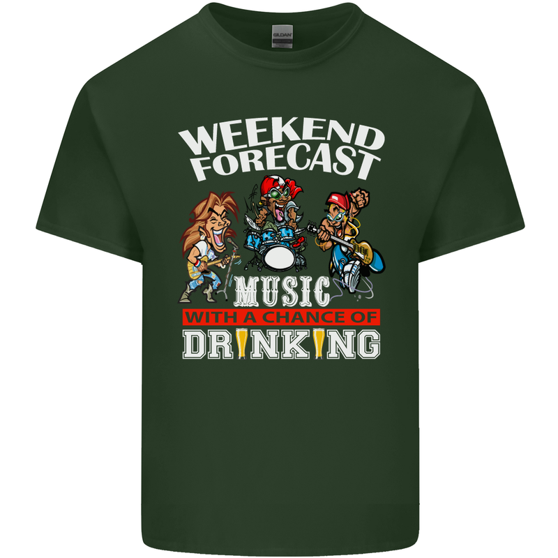 Music Weekend Funny Alcohol Beer Mens Cotton T-Shirt Tee Top Forest Green