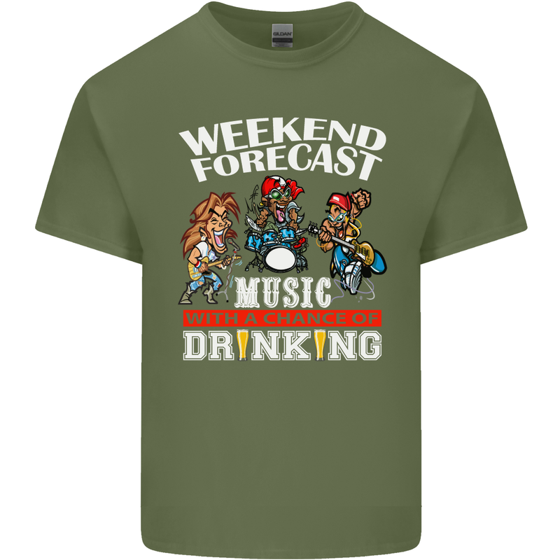 Music Weekend Funny Alcohol Beer Mens Cotton T-Shirt Tee Top Military Green