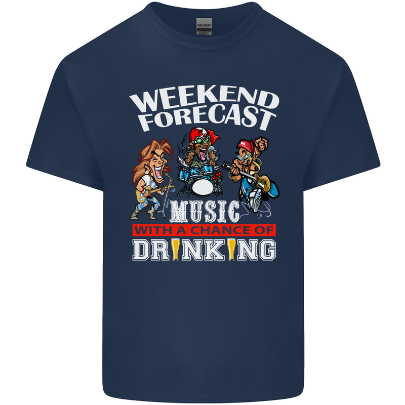 Music Weekend Funny Alcohol Beer Mens Cotton T-Shirt Tee Top Navy Blue