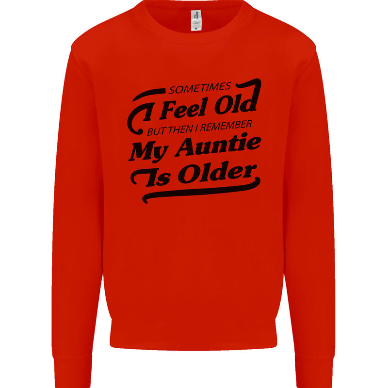 My Auntie is Older 30th 40th 50th Birthday Kids Sweatshirt Jumper Bright Red