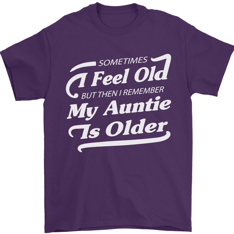 My Auntie is Older 30th 40th 50th Birthday Mens T-Shirt Cotton Gildan Purple
