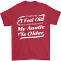 My Auntie is Older 30th 40th 50th Birthday Mens T-Shirt Cotton Gildan Red