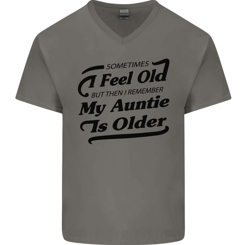 My Auntie is Older 30th 40th 50th Birthday Mens V-Neck Cotton T-Shirt Charcoal