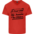 My Auntie is Older 30th 40th 50th Birthday Mens V-Neck Cotton T-Shirt Red