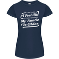 My Auntie is Older 30th 40th 50th Birthday Womens Petite Cut T-Shirt Navy Blue