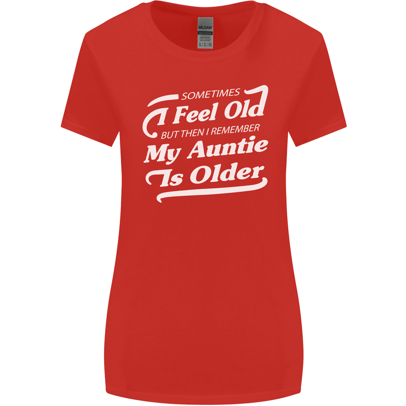 My Auntie is Older 30th 40th 50th Birthday Womens Wider Cut T-Shirt Red