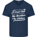 My Brother is Older 30th 40th 50th Birthday Mens V-Neck Cotton T-Shirt Navy Blue