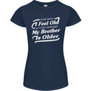 My Brother is Older 30th 40th 50th Birthday Womens Petite Cut T-Shirt Navy Blue