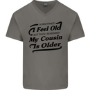 My Cousin is Older 30th 40th 50th Birthday Mens V-Neck Cotton T-Shirt Charcoal