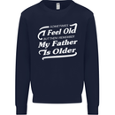 My Father is Older 30th 40th 50th Birthday Kids Sweatshirt Jumper Navy Blue