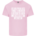 My Girlfriend Says I Never Listen Funny Mens Cotton T-Shirt Tee Top Light Pink