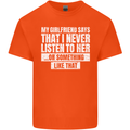 My Girlfriend Says I Never Listen Funny Mens Cotton T-Shirt Tee Top Orange