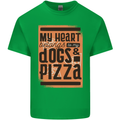 My Heart Belongs to Dogs & Pizza Funny Mens Cotton T-Shirt Tee Top Irish Green
